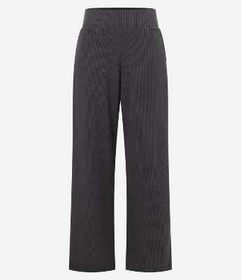 Calça Reta em Anarruga com Cós Elástico e Bolsos Laterais