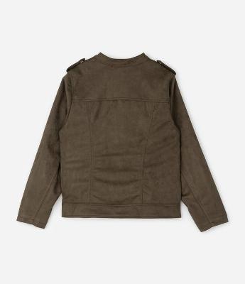 Jaqueta Biker em Suede com Zíper nos Bolsos Curve & Plus Size