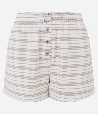 Short de Pijama em Viscolycra com Botões e Estampa de Listras