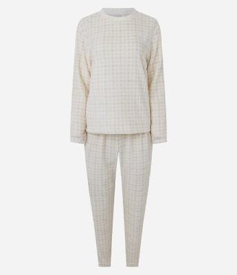 Pijama Longo em Fleece com Estampa Xadrez Vichy