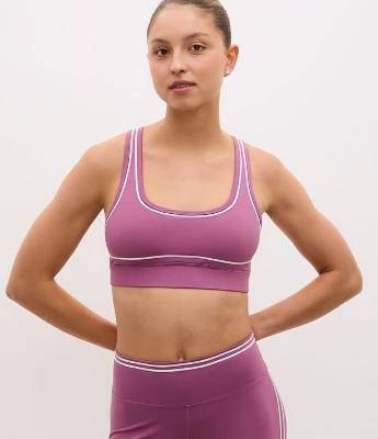 Top Esportivo Nadador em Microfibra com Frisos Contrastantes e Bojo Removível