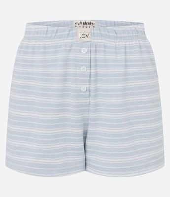 Short de Pijama em Viscolycra com Botões e Listras