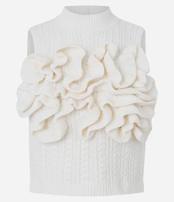 Blusa Curta em Tricô com Aplicação Volumosa de Ondas