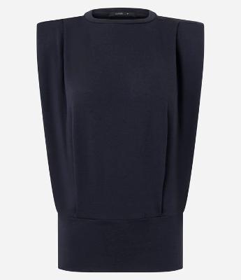 Blusa em Viscose com Ombreiras e Barra Larga