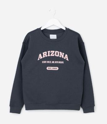 Casaco Infantil com Lettering Arizona em Chenille – Tam 7 a 16 Anos
