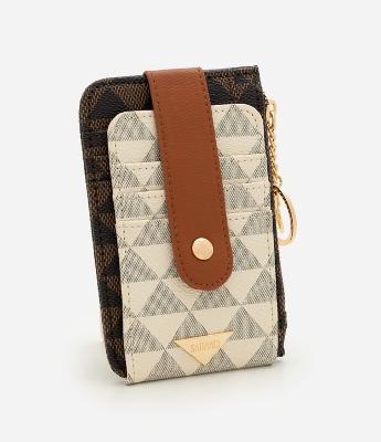 Carteira Porta Cartão Pequena em PU com Estampa Triângulos