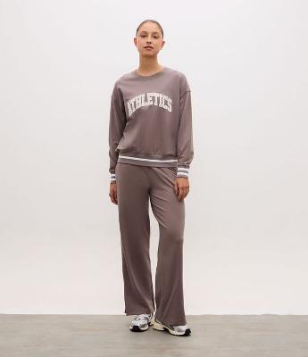 Blusão Oversized Esportivo em Moletom com Estampa Lettering