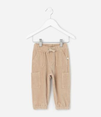Calça Infantil Canelado com Bolsos Cargo – Tam 0 a 24 Meses