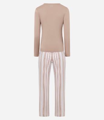 Pijama Longo em Peach Touch com Estampa de Listras