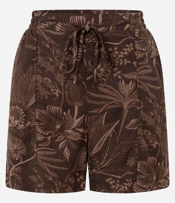Short Runner em Viscolinho com Estampa de Folhagem