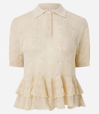 Blusa em Tricô com Babados Texturizados