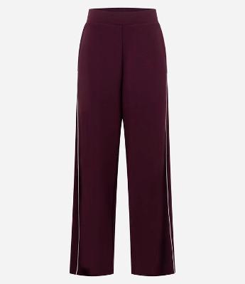 Calça Wide Leg em Moletom sem Felpa com Piping Contrastante