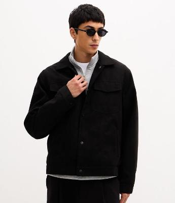 Jaqueta Trucker em Suede com Botões