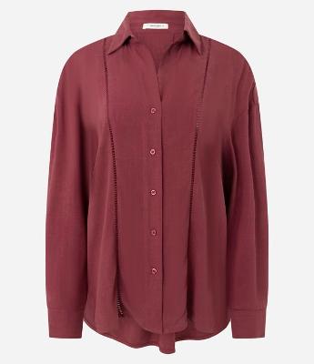 Camisa Oversized em Viscolinho com Entremeios