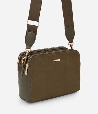 Bolsa Transversal Média em PU com Alça Larga Ajustável