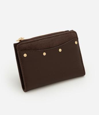 Carteira Envelope Média em PU com Aplicação de Metais