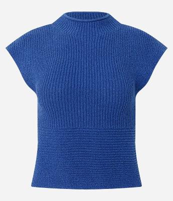 Blusa Cropped em Tricô Texturizado com Ombreira