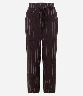 Calça Wide Leg com Estampa Listrada e Cordão para Amarração