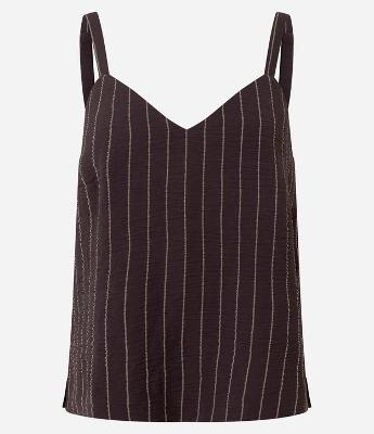 Blusa com Alças Largas e Estampa Listras em Fio Tinto