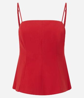 Blusa Peplum em Crepe com Alças Finas Reguláveis