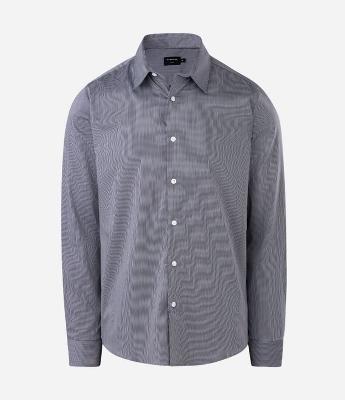 Camisa Slim com Fibra de Bambu Maquinetada com Listras
