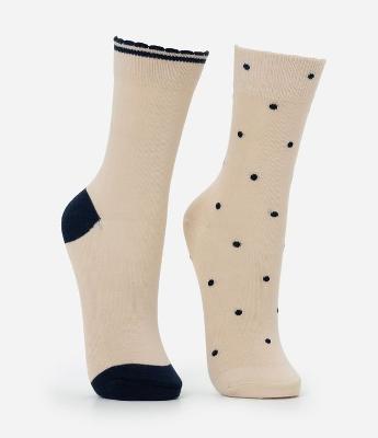 Kit 02 Meias Cano Médio em Algodão com Estampa Poá