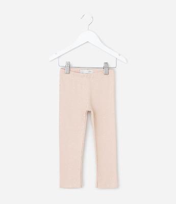 Calça Infantil Legging em Ribana com Poás Dourados – Tam 1 a 5/6 Anos