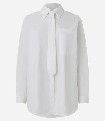 Camisa Alongada em Algodão com Gravata