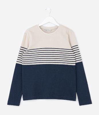 Camiseta Infantil com Listras e Bloco de Cor – Tam 5 a 14 Anos