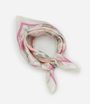 Lenço Acetinado Presenteável com Estampa Floral