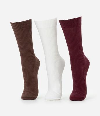 Kit 03 Meias Esportivas com Cano Alto em Algodão