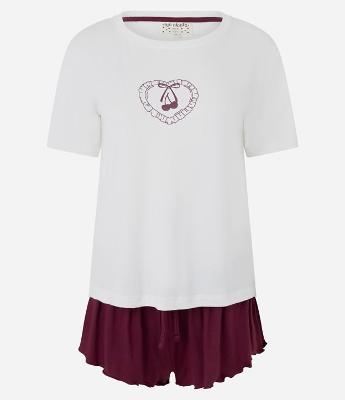 Pijama Curto em Viscolycra com Estampa de Cereja