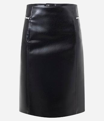 Saia Reta em PU com Zíper na Lateral