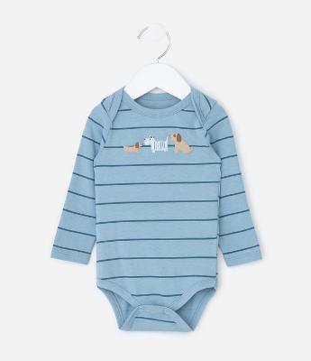 Body Infantil Listrada com Estampa Três Amigos – Tam 0 a 18 Meses