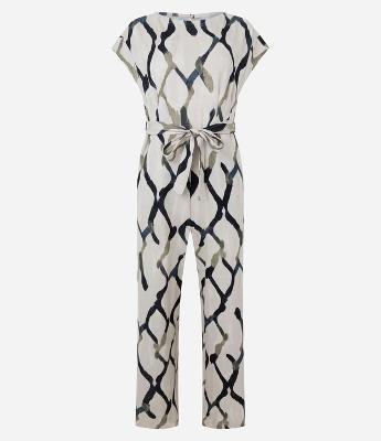 Macacão em Piquet com Cinto e Estampa Abstrata