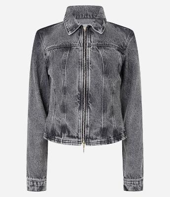 Jaqueta Jeans Acinturada com Lavagem Estonada