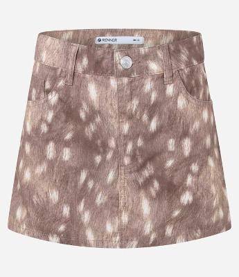 Minissaia em Sarja com Estampa Animal Print Bambi