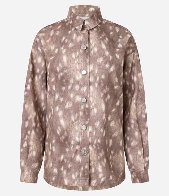 Jaqueta Oversized em Sarja com Estampa Animal Print Bambi