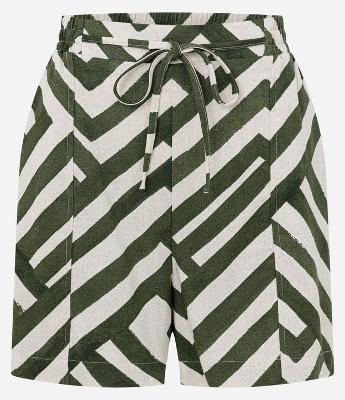 Short em Viscolinho com Estampa Geométrica e Cós Elástico