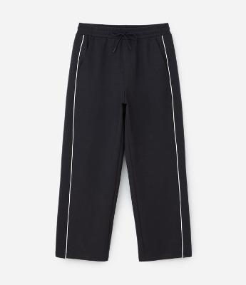 Calça em Moletom com Felpa Liso e Listra nas Laterais