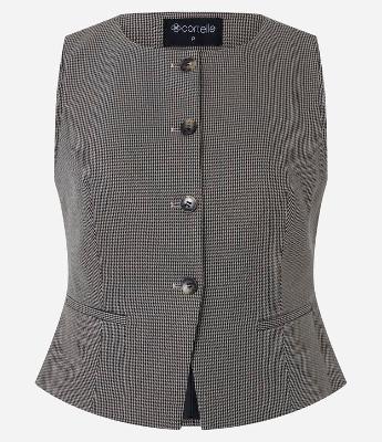 Colete Alfaiatado com Estampa de Mini Xadrez