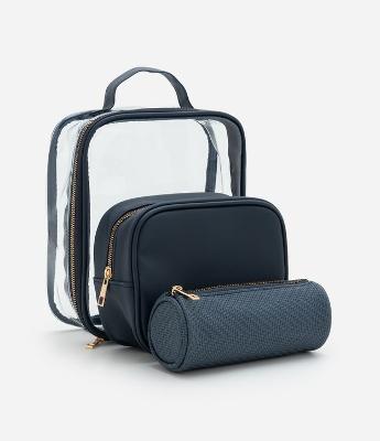 Kit 03 Necessaires Espaçosas em PU