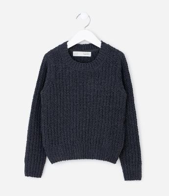 Suéter Infantil em Chenille com Trama Texturizada – Tam 5 a 14 Anos