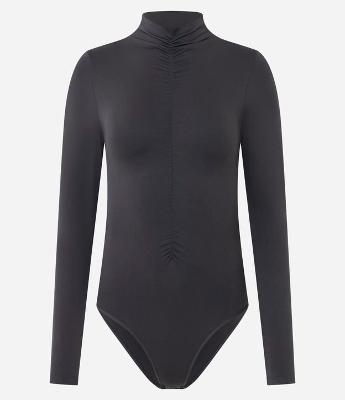 Body Seamless com Gola Alta e Franzido na Cintura