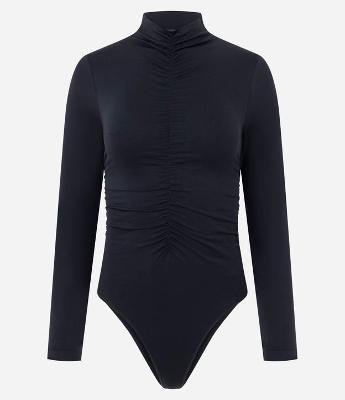 Body Seamless com Gola Alta e Franzido na Cintura