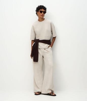 Calça Wide Leg em Moletom Sem Felpa
