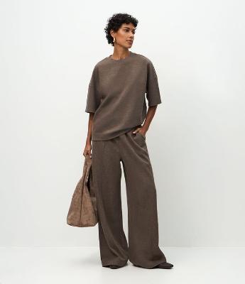 Calça Wide Leg em Moletom Sem Felpa