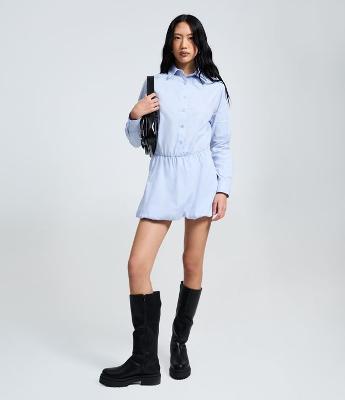 Vestido Camisa Curto com Saia Balonê