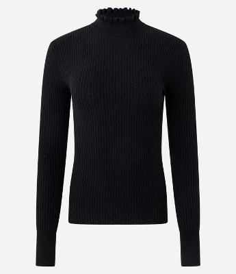 Blusa Regular em Tricô Texturizado com Golinha Frufru