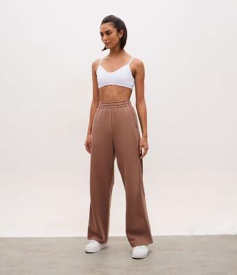 Calça Reta Esportiva em Algodão com Cós Elástico